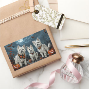 Adesivo Retangular West Highland Halloween Spooky