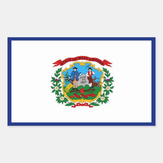 Adesivo Retangular West Virginia Flag (Frente)