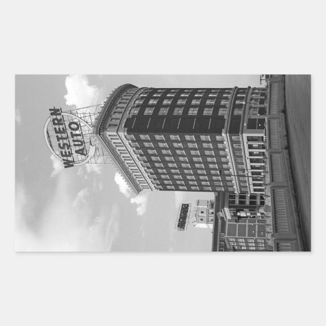 Adesivo Retangular Western Auto Sign Black & White Architecture Photo (Frente)