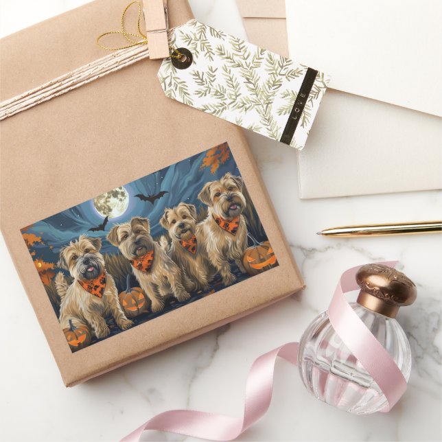 Adesivo Retangular Wheaten Terrier Halloween Spooky (Presentear)