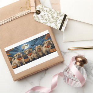 Adesivo Retangular Wheaten Terrier Halloween Spooky