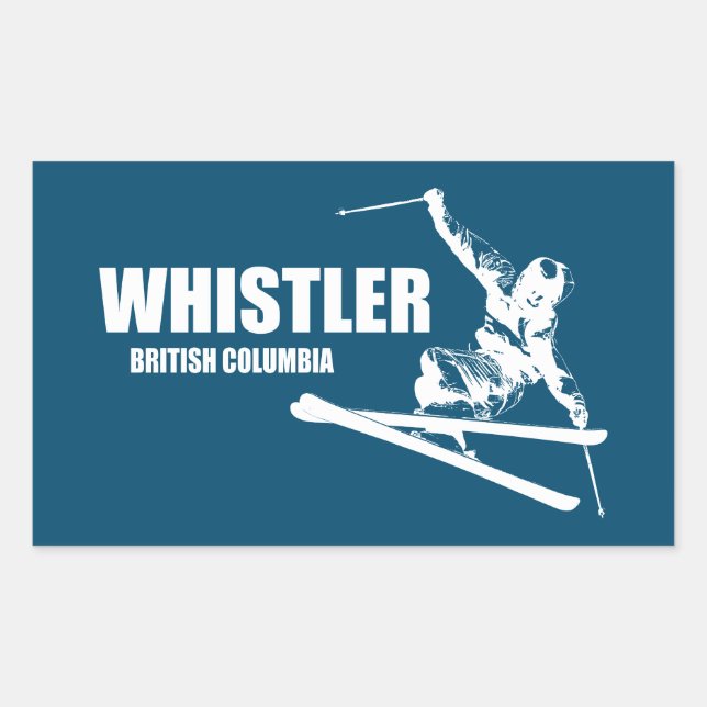 Adesivo Retangular Whistler British Columbia Skier (Frente)