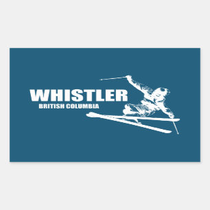 Adesivo Retangular Whistler British Columbia Skier