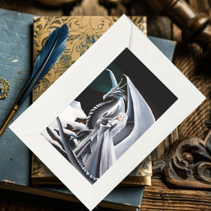 Adesivo Retangular White Dragon Woman Fantasy Auroras