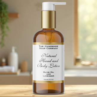 Adesivo Retangular White & Gold Foil Cosmetics Bottle Label