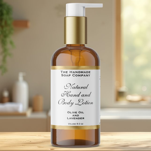 Adesivo Retangular White & Gold Foil Cosmetics Bottle Label (Criador carregado)