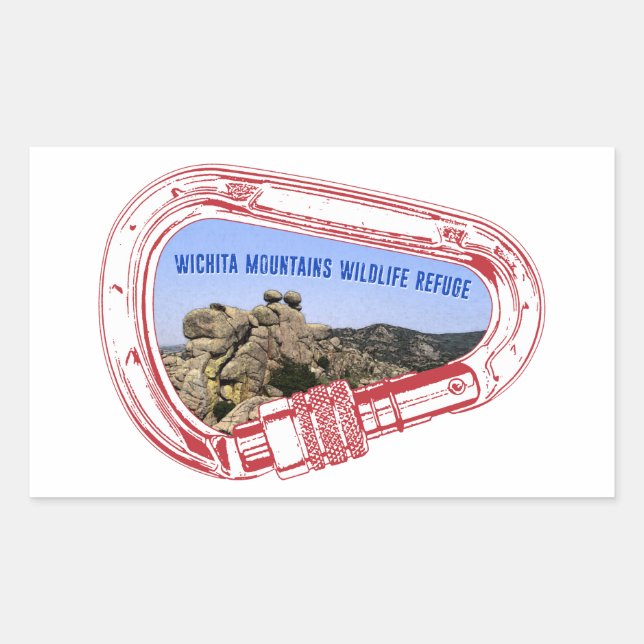 Adesivo Retangular Wichita Mountain Subindo Carabiner (Frente)