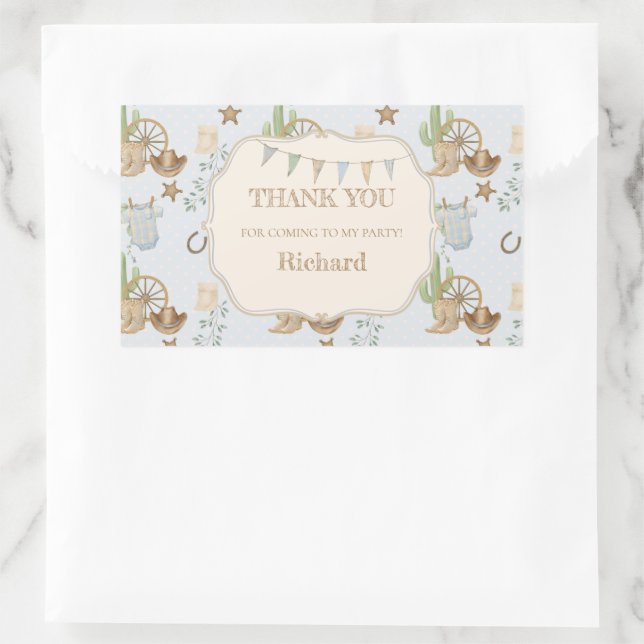 Adesivo Retangular Wild West Baby Cowboy 1st Birthday (Bolsa)