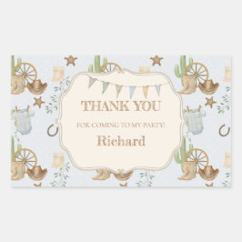 Adesivo Retangular Wild West Baby Cowboy 1st Birthday