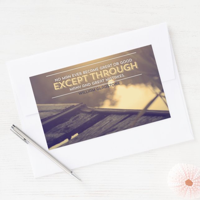 Adesivo Retangular William Gladstone Inspirational Citação "Erros" (Envelope)