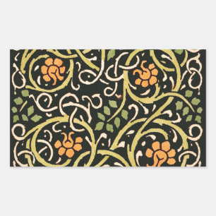 Adesivo Retangular William Morris Black Floral Art Impressão Design