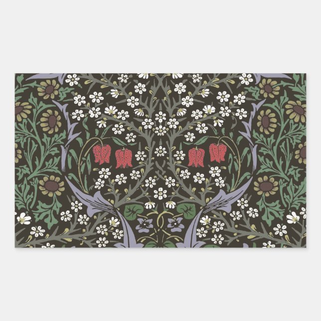Adesivo Retangular William Morris Blackthorn Tapeçaria Floral (Frente)