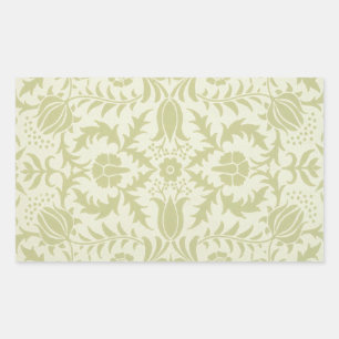 Adesivo Retangular William Morris Borage vintage verde suave damasco