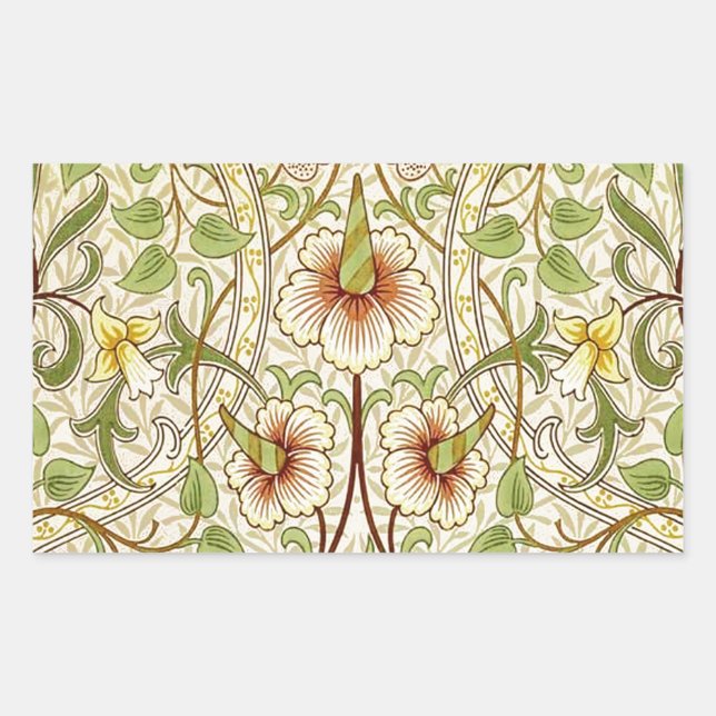 Adesivo Retangular William Morris Daffodil Classic Flower Wallpaper (Frente)