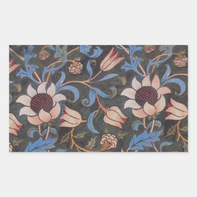 Adesivo Retangular William Morris Evenlode Textile Floral Art (Frente)