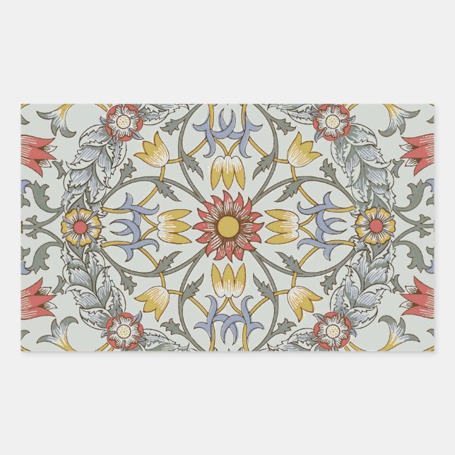 Adesivo Retangular William Morris Floral Circle Flower Illustration (Frente)