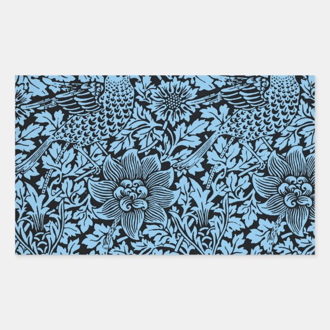 Adesivo Retangular William Morris Floral Pattern Bird Anenome (Frente)