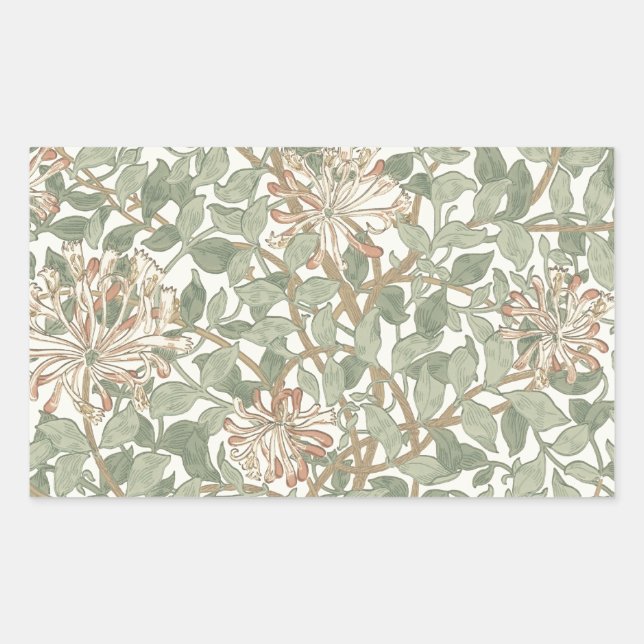 Adesivo Retangular William Morris Honeysuckle Green Floral (Frente)