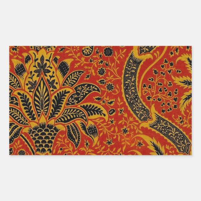 Adesivo Retangular William Morris India Red Floral (Frente)