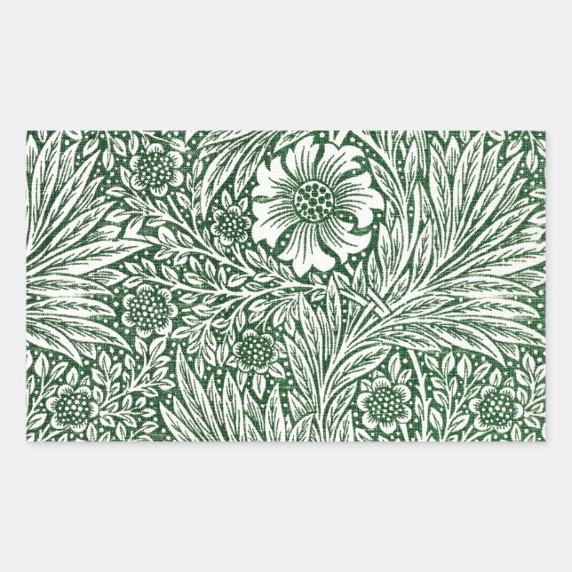 Adesivo Retangular william morris marigold verde floral flor (Frente)