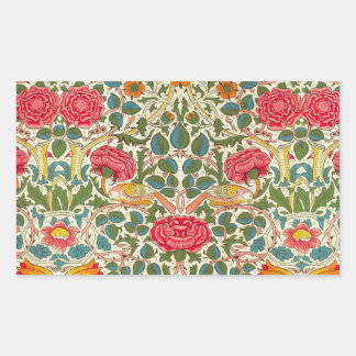 Adesivo Retangular William Morris Rosa Floral Chintz Rosa