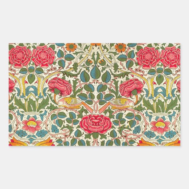 Adesivo Retangular William Morris Rosa Floral Chintz Rosa (Frente)