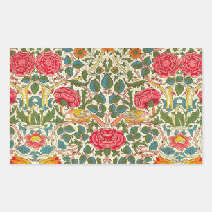 Adesivo Retangular William Morris Rosa Floral Vintage