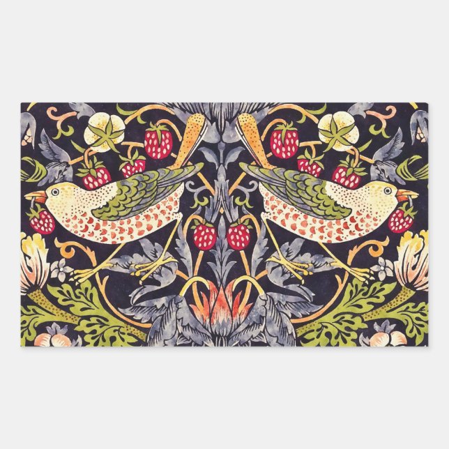 Adesivo Retangular William Morris Strawberry Thef Floral Art Nouveau (Frente)
