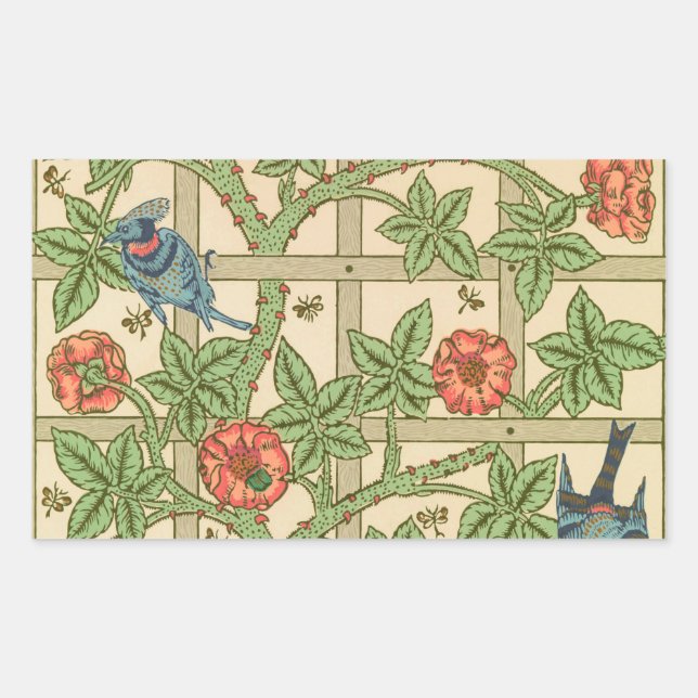 Adesivo Retangular William Morris Trellis Classic Wallpaper Design (Frente)