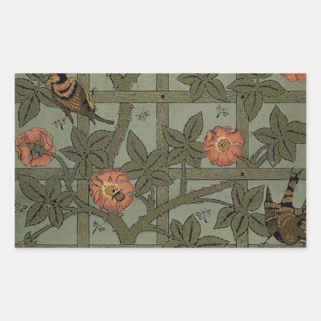 Adesivo Retangular William Morris Trellis Wallpaper Art (Frente)