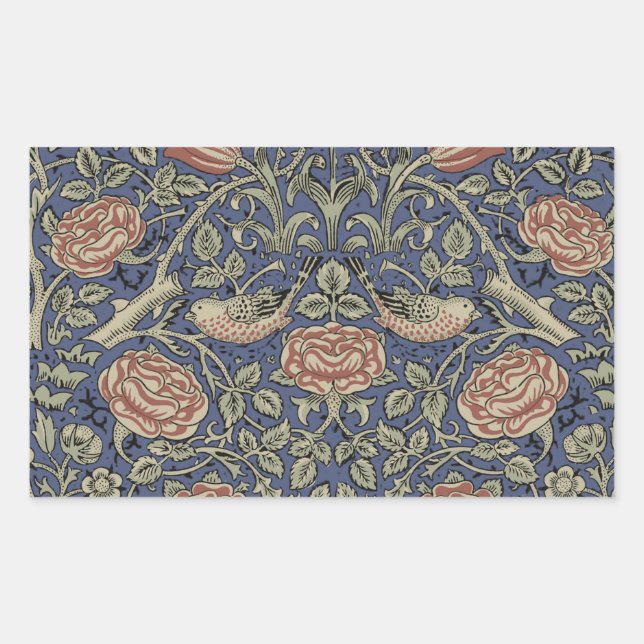 Adesivo Retangular William Morris Tudor Rosa Wallpaper (Frente)