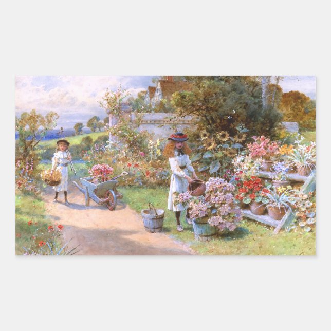 Adesivo Retangular William Stephen Coleman sobre o Jardim Flor (Frente)