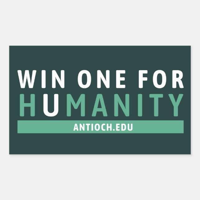 Adesivo Retangular Win One for Humanity Sticker | Universidade Antioc (Frente)