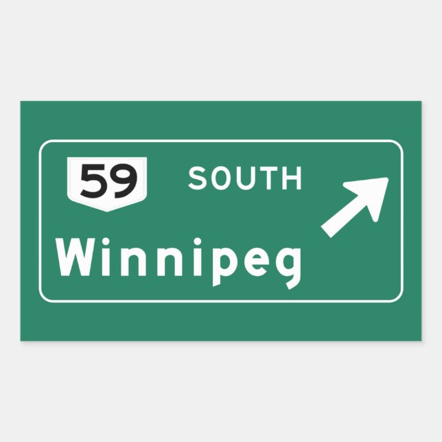 Adesivo Retangular Winnipeg, Canada Road Sign (Frente)