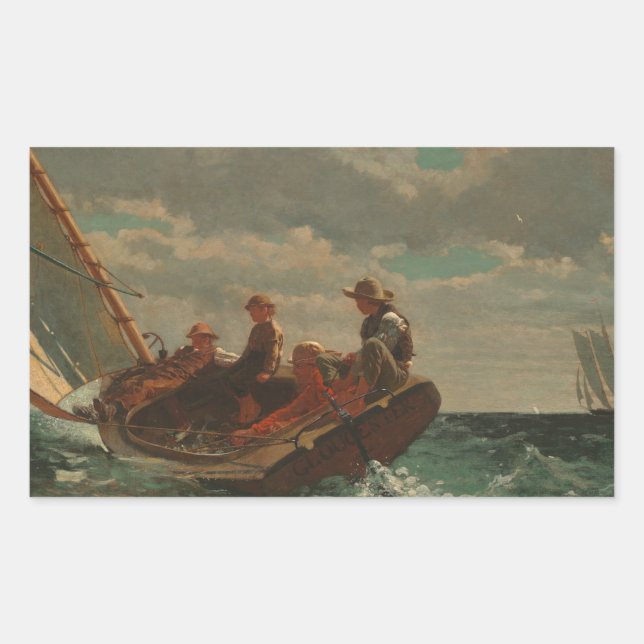 Adesivo Retangular Winslow Homer - Respirando (Um Vento Justo) (Frente)