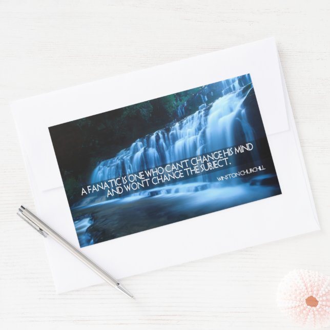 Adesivo Retangular Winston Churchill Inspirational Cote "Fanático" (Envelope)