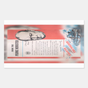 Adesivo Retangular Winston Churchill, Reprint of British WW2 poster
