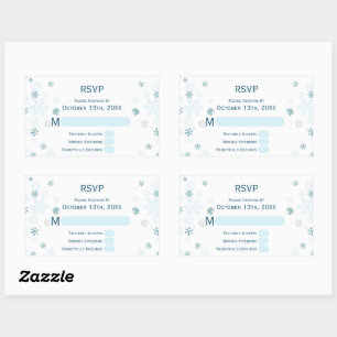Adesivo Retangular Winter Wonderland Blue Snowflake Wedke RSVP