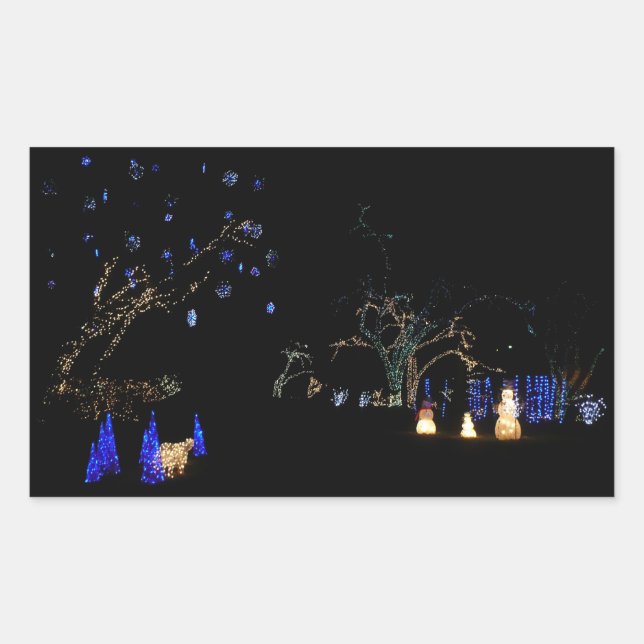 Adesivo Retangular Winter Wonderland Lights Blue and White Holiday (Frente)