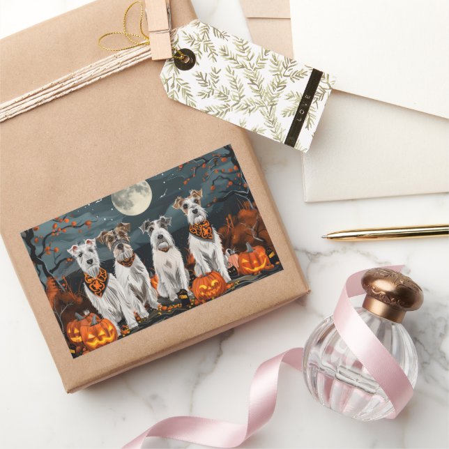 Adesivo Retangular Wirefox Terrier Halloween Spooky (Presentear)