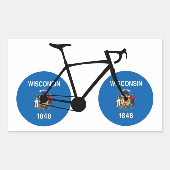 Adesivo Retangular Wisconsin Flag Cycling (Frente)