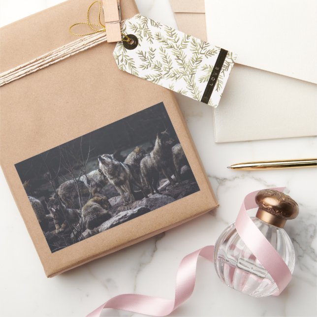 Adesivo Retangular Wolf Pack (Presentear)