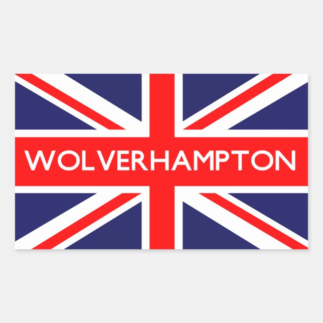 Adesivo Retangular Wolverhampton: Bandeira Britânica (Frente)