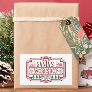 Adesivo Retangular Workshop de Papais noeis de Natal Festivos