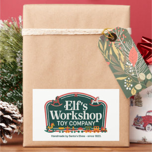Adesivo Retangular Workshop "Elf de Natal Festivo"