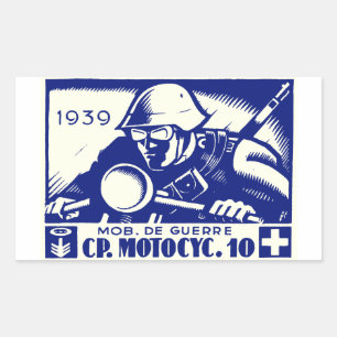 Adesivo Retangular WWII Suíço Motocicleta Empresa, azul