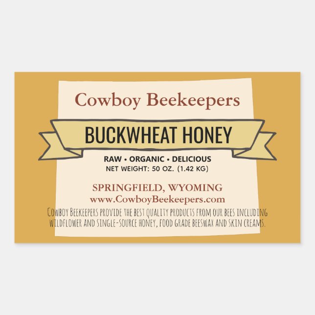 Adesivo Retangular Wyoming State Bucktrigo Honey Jar Stickers (Frente)