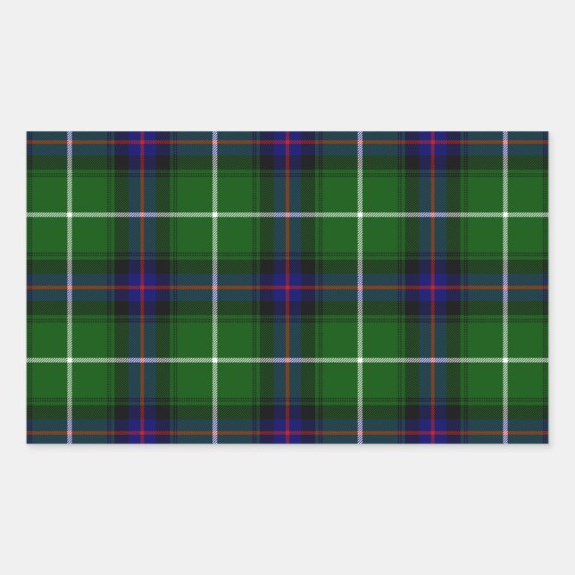 Adesivo Retangular Xadrez azul verde MacDonald tartan (Frente)