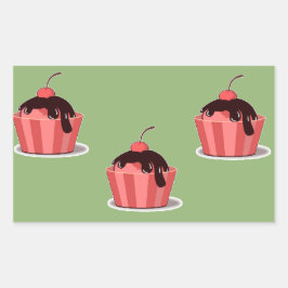 Adesivo Retangular Xícaras cor-de-rosa com sorvete verde