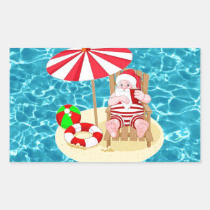 Adesivo Retangular xmas Beach santa claus